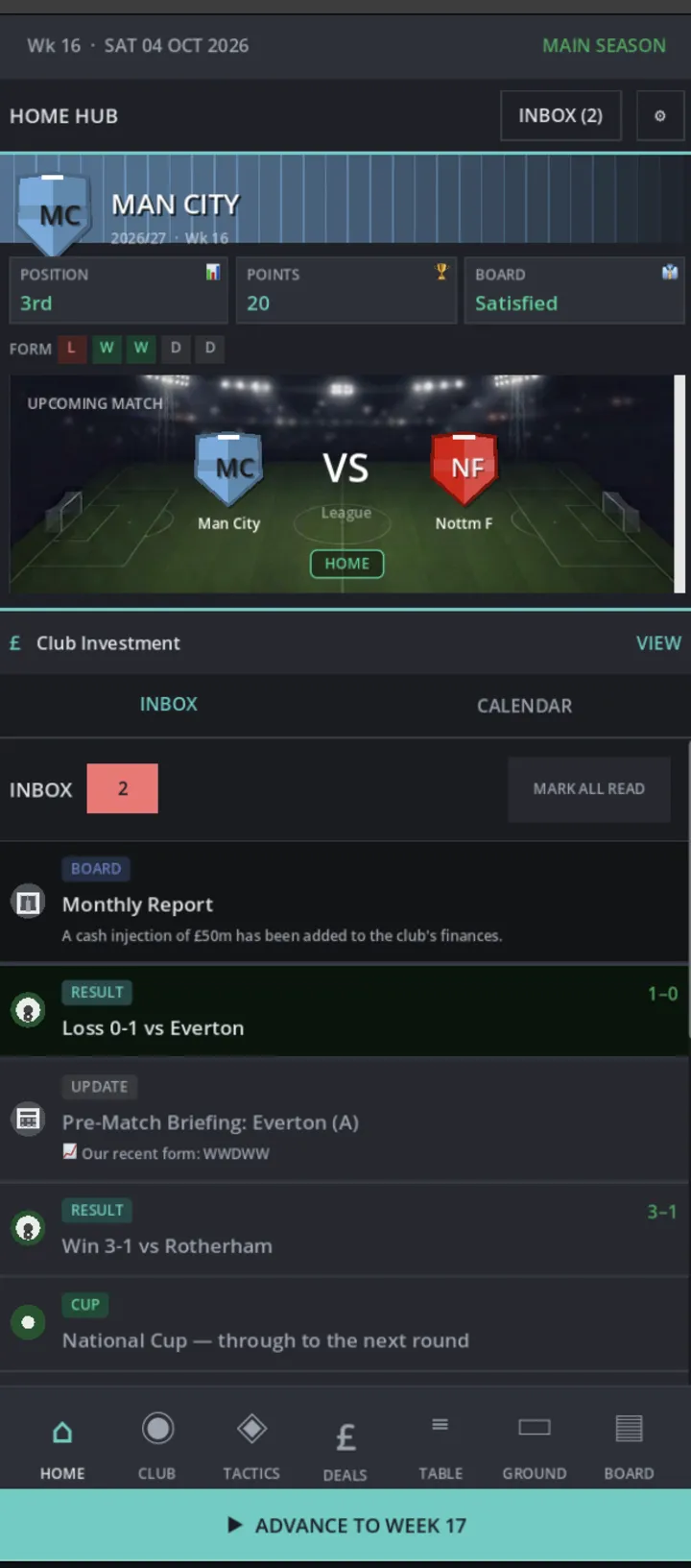 Touchline Football Manager screenshot